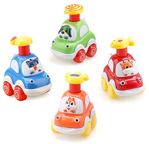 AmyBenton Spielzeug ab 1 2 3 Jahr, Spielzeugauto ab 1 2 Jahr, 4 Pack Auto Set ab 1 2 Jahre Junge Mädchen, Geschenk Baby 1 Jahr