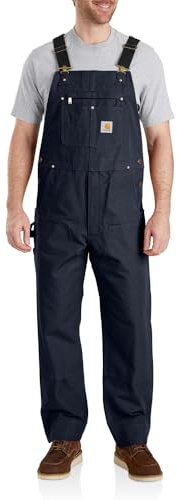 Carhartt Men's R01 Duck Bib Overalls Work Utility Outerwear, Navy, 36W x 32L
