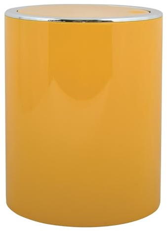 MSV Badserie aspen design kosmetikahink badrum pedalhink svänglockshink avfallsbehållare med svänglock 6 liter (Ø x H): ca 18,5 x 26 cm pastellgul