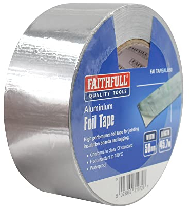 Faithfull FAITAPEALU50 Aluminium Foil Heat Resistant InsulatingTape 50mm x 45.7M