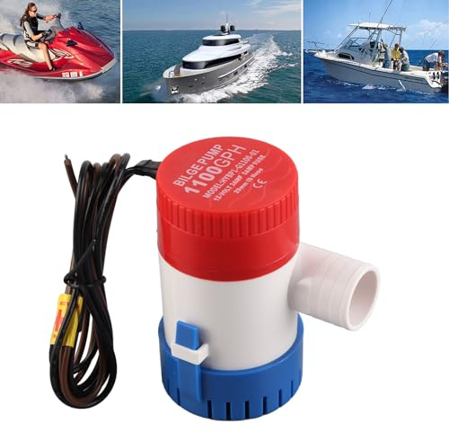 EBTOOLS Bomba de achique de 12V 3A 1100 GPH, bomba de achique de agua marina eléctrica sumergible para barco marino
