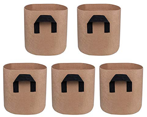 Mintice 5 Piezas Sac à plantes Bolsa de Cultivo de Plantas Vegetal Bolsa Cultivo Tela macetas Respirable hogar jardín para Patata, Tomate, Zanahoria 10 galones marrón