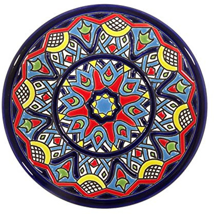 Platos Decorativos para Pared, Pintados a Mano con la técnica de la Cuerda Seca. Cerámica Andaluza. Grabado y Cerámica Española. 17 CM.51707