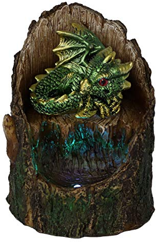 Nemesis Now Arboreal Dekofigur Grüner Drache im Baumstamm, beleuchtet, Rot, 10,8 cm
