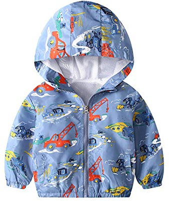 JinBei Bambino Cappotto Giacca a Vento Con Cappuccio Leggero, 1-7 Anni | Capispalla Cerniera Ragazzi, Leggero, Confortevole, Motivi Stampati Giacche Bambini per Scuola, Viaggi, Primavera, Autunno
