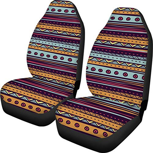 Belidome Autositzbezüge für Vordersitze, für SUV, Lkw, Auto, 2 Stück, Mehrfarbiger Geometrie-Druck im Boho-Stil
