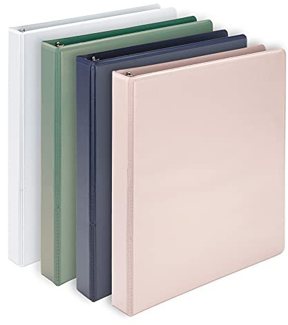 Samsill Plant Based Durable D-Ring Binders – 1 Inch 3 Ring Binder with 225 Sheet Capacity, Eco Friendly School and Office Supplies (4-Pack, Boho)