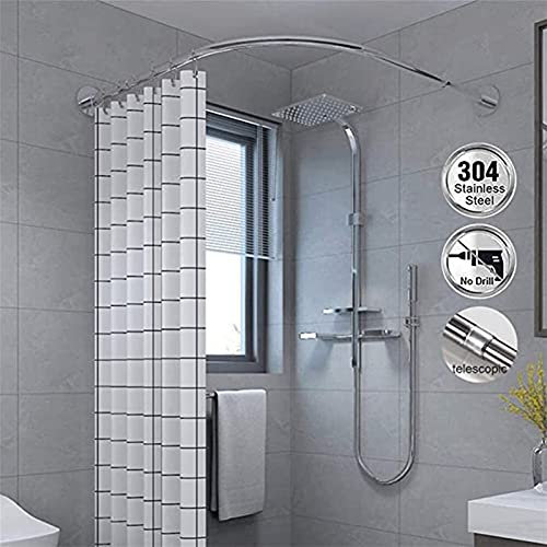 Asta per Tende da Doccia Angolare L Shaped Telescopica Barra Bastone Tenda Doccia A Pressione 304 Acciaio Inossidabile per Bagno Negozio di Abbigliamento(Color:70-95cm*70-95cm)