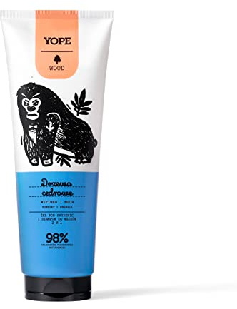 YOPE Duschgel & Shampoo WOOD 2in1 - Natürliches 2in1 Pflegeprodukt für Männer - Mit Bambuswasser, Zedernholz & Vetiver - Feuchtigkeitsspendend & stärkend - 250 ml