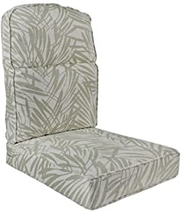 Desser Replacement Conservatory Cane Chair Cushion – Split Back Seat & Back Cushion for Chairs & Sofas – C Grade Tropical Fabric – Modern Leaf Pattern in Light Green