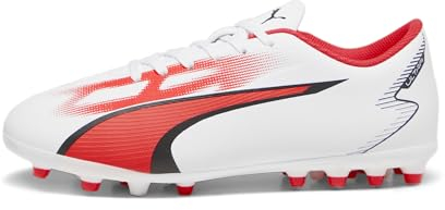 PUMA Ultra Play MG JR, Fussballschuh, PUMA White-PUMA Black-FIRE Orchid,