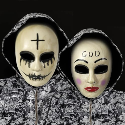 Byhsoep 2 Piezas Mascara Halloween Adulto,Máscara Halloween Realista,Mascara Purga God & Killer Terror de Halloween para Carnaval,Fiestas De Cosplay De Disfraces,Hombres y Mujeres