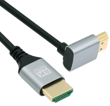 Chenyang Câble HDMI 2.1 HDMI Type A Mâle vers Mâle 8K 4K HDTV Câble d'extension coudé vers le haut à 90 degrés 0,5M