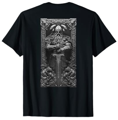 Valhalla Odin Thor Runen Viking Helm Backprint Wikinger T-Shirt