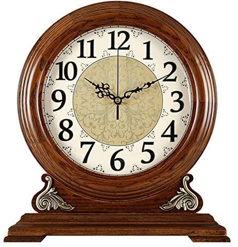 LUOYAOB Vintage Kaminuhr Mantel Clock, Vintage Table Clock, Solid Wood Creative Silent Desk Clock, Battery Operated for Fireplace Mantel, Office, Shelf & Home Desk Clocks
