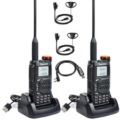 QUANSHENG UV-K5 Funkgerät 5W Walkie Talkie großer Reichweite Wiederaufladbare Handfunkgerät für Erwachsene Polizei Radio mit FM, NOAA, Typ-C Ladung, 200 Kanäle (UV-K5-2 mit D01CK-2 & Kabel)