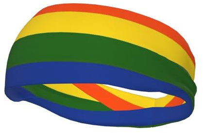 BKDODKS MC700 Sport-Schweißband mit Regenbogen-Flaggen-Druck, vielseitiges Sport-Stirnband, feuchtigkeitsableitendes Stirnband, schwarz, MC700