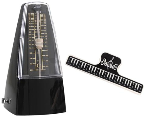 Mechanisches Metronom für Anfänger für Musikinstrumente, Schwarz | 1 Satz mit Notenclip, Abs und Metall, Klassisches Design, für Geige und Gitarre, Rhythmisches Üben Zufällige Farbe