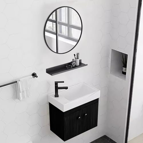 lavandino, Mobiletto per Il Bagno, Lavandino Compatto per Il Bagno con Specchio, Mobiletto per Il Bagno con Rubinetto e Scarico, Lavandino in Ceramica, per la Cucina di casa Patio Room (Colo
