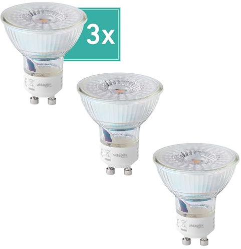 Oktaplex 3er Set Lampe GU10 LED warmweiß 2700K 450lm 2,5W Leuchtmittel 100° Abstrahlwinkel - Effizienzklasse A