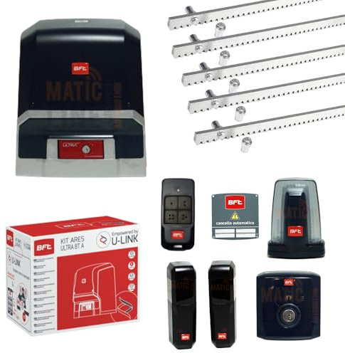 KIT ARES ULTRA BT A1000 24V MOTORE PER CANCELLO SCORREVOLE PORTATA 1000 KG CON 5 MT CREMAGLIERA 2611841