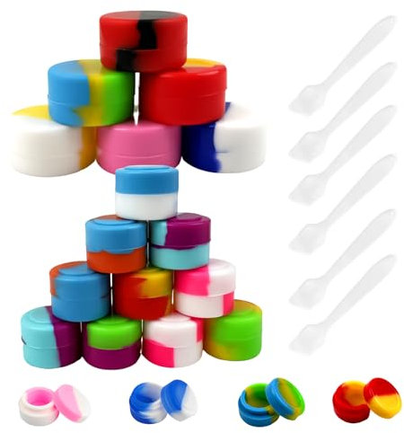 TOPCZY 18Stks Antihaft Kosmetikdosen aus Silikon, 2ml 5ml Auslaufsichere Probenbehälter, BPA-Freie Creme Behälter, Mehrfarbige Cremetiegel Dosen mit Spatel, Kleine Döschen Behälter für Reise