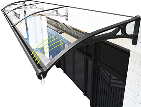 GAOXIONG Door Window Awning, Roofing Canopies Polycarbonate Door Window Awning with Aluminum Alloy Bracket Front Door Patio UV Protection Mute Noise Reduction (Color : Clear, Size : 80x100cm) (Clear