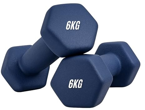Neoprene Dumbbells 6KG x 2 Weights Iron Hand Aerobic Workout Fitness Gym | Comfortable To Hold and Soft on Floors Excellent Fitness Accessories For Toning and Strength Workouts - Blue
