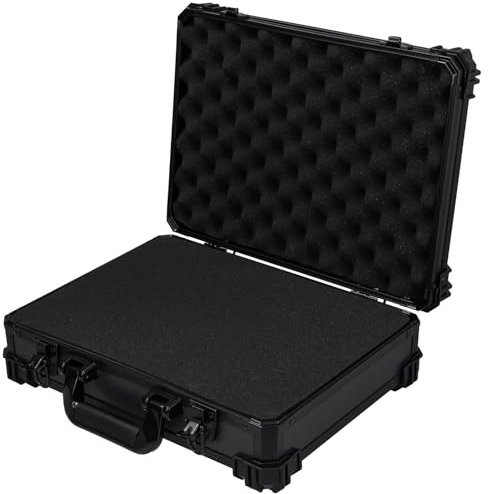 HMF 15502-02 Transportkoffer mit Rasterschaumstoff, Universalkoffer | 39 x 29 x 12 cm | Schwarz