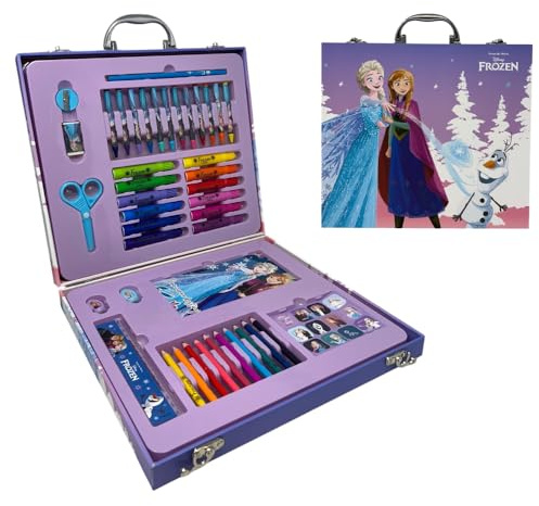 Koffer 55 Teile Disney Frozen Box für Kinder komplett mit Farben Schreibwaren Sticker