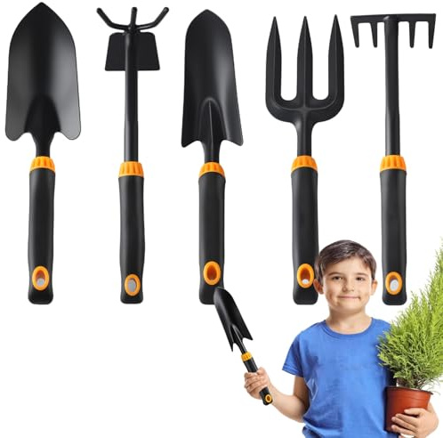 Tisujune Pala Da Giardinaggio Manuale - 5 Pezzi Piccole Pale da Giardino - Set Per Coltivazione, Trapianto, Orto, Balcone E Giardino Con Vanghe Per Terrazzo E Aiuole Rialzate