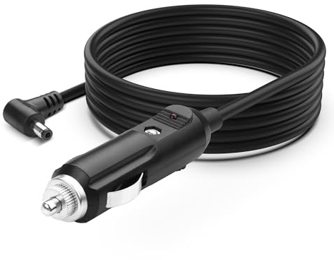 YAODHAOD 12V Car Charger Cable MAX 10A 1.8M，Straight Angle DC 5.5 x 2.5mm 14AWG Cigarette Lighter Charger for DVD Player,Router,GPS,Camera,CCTV