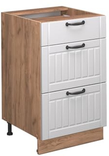 Vicco Küchenunterschrank Fame-Line, Weiß Landhaus, 50 cm
