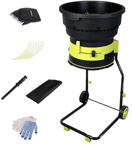 Broyeur Et Broyeur De Feuilles éLectrique Pour Un Compostage Efficace,8000 Tr/Min Avec Roues Et Sac De Rangement,Taille De Coupe RéGlable Pour Une Gestion Facile De Jardin Standardconfiguration