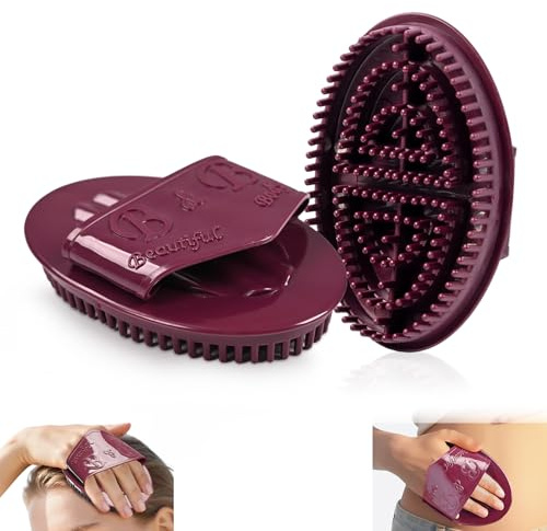 2Pcs Meridian Massage Brush, Upgrade Pro Meridian Brush for Belly, Beauty Salon Professional Custom Meridian Brush, Full Body SPA Massager Relaxation, Acupressure Meridian, Scalp Massage (Brown)