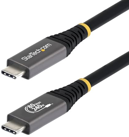StarTech Cavo USB4 USB-C 1m, 80Gbps, 240W, 8K 120Hz/4K 240Hz DP2.1, Nero | Ricarica Power Delivery 240W, Cavo dati e video ad alte prestazioni