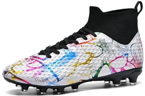 AMLCWZ ¡Fuego Flamenco Español · Falla de Lava! Zapatos de Fútbol Alto Tobillo con Tacos AG – Diseño Étnico Control Balón, Filo Rompe Aire Corta Espinas!
