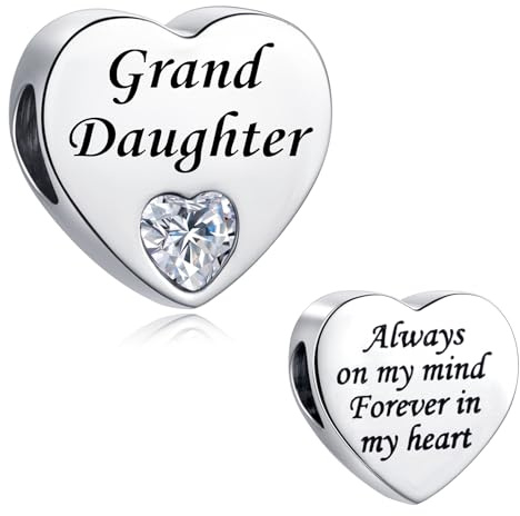 LSxAB Breloque « Mum Daughter Best Friend Granddaughter Auntie Always on My Mind Forever in My Heart » en acier inoxydable pour bracelets Pandora