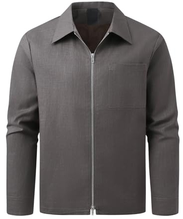 Allthemen Linnejacka Herr Casual Lätt Jackor Dragkedja Sport Transitory Revers Blazer Vår, Kaffe, XL