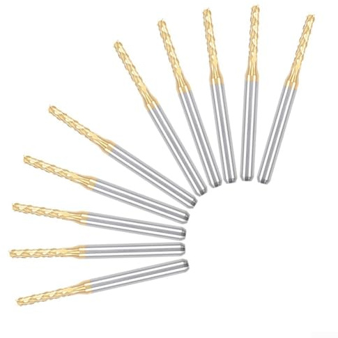 Eawfgtuw Für 10 Stück 2 mm Hartmetall-Schaftfräser mit Beschichtung für CNC-Gravur, PCB-Fräsen und Metallbearbeitung – 3,175 mm Schaftdurchmesser, 38 mm Gesamtlänge