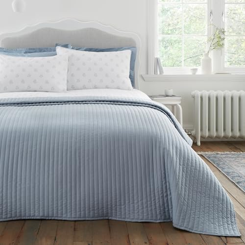 Bianca Quilted Lines 220x230cm Bedspread Blue