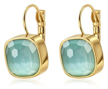 Bunte Kristall baumeln Tropfen Ohrringe für Frauen, 18 Karat vergoldete zierliche Huggie Hoop Vintage Square Geometrie Schmuck Geschenke für Frauen
