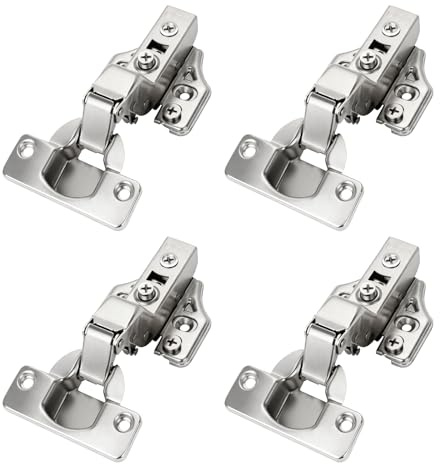 CVIUYO 4 Pack Soft Close Inset Cabinet Hinges 35mm, 3D Hydraulic | Smooth 105° Opening, Fits 14-22mm Doors, 3-Way Adjustable, Stable Reinforced Base, Screws Included, for Cupboards, Wardrobes