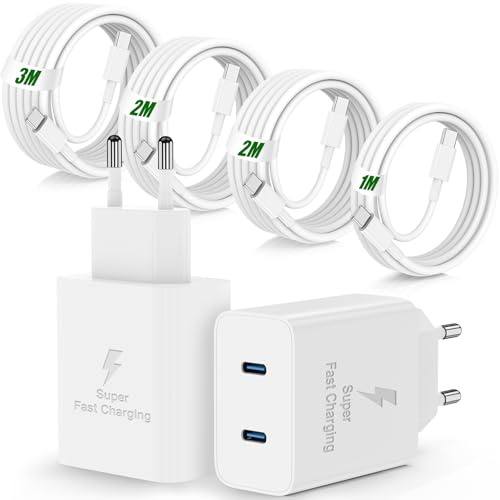 45W Chargeur USB C Rapide pour iPhone 17e/17 16 15 Pro Max,2Pack 2-Port Chargeur USBC avec 1/2/2/3M Câble USBC,Prise Secteur USBC Adapteur pour iPhone 17 Air/17 16 15 Pro/17/16 15 plus/16e/iPad