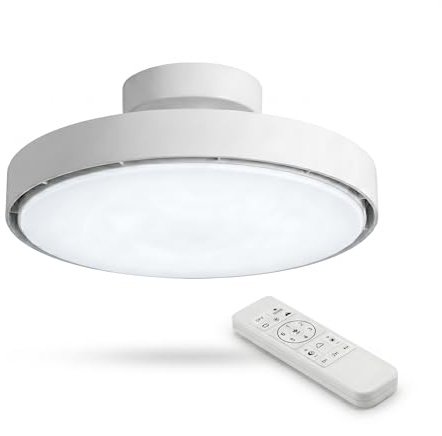 azorex Ventilador de techo sin aspas 56W silencioso con luz LED regulable | Motor DC 6 velocidades | 2 luces | Mando a distancia | Temporizador | Modo invierno/verano | 50 cm (Blanco Elegante)