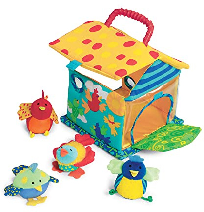 Manhattan Toy Put and Peek Birdhouse Soft Activity Toy 7.5 x 7.5 x 9 inches