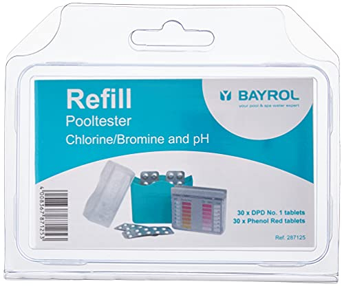 Bayrol Pool-Tester 287125 Pasticche per la misurazione del PH e del cloro nelle piscine, confezione di riserva 2 x 30 pasticche