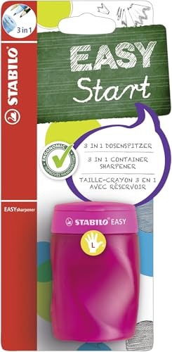 STABILO - Ergonomischer Dosen-Spitzer - EASYsharpener 3 in 1 | Linkshänder, pink, Blister