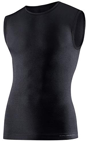 BRUBECK Débardeur en laine mérinos pour homme - T-shirt sans manches pour homme - Débardeur sans manches - Sous-vêtement thermique pour homme, Noir , 5XL Plus