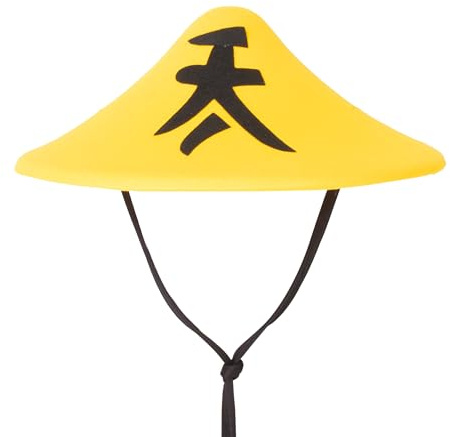 P'TIT CLOWN - 13247 - Chapeau Feutre Chinois Adulte - Unisexe - Accessoire Costume Nouvel An Chinois, Nouvel An Lunaire, Carnaval, Cosplay, Fêtes à Thème - Jaune